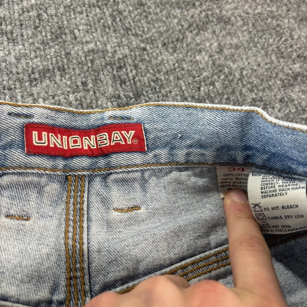 Unionbay Cargo Shorts Mens 34 Blue Light Wash Denim‎ Regular Fit Workwear Casual